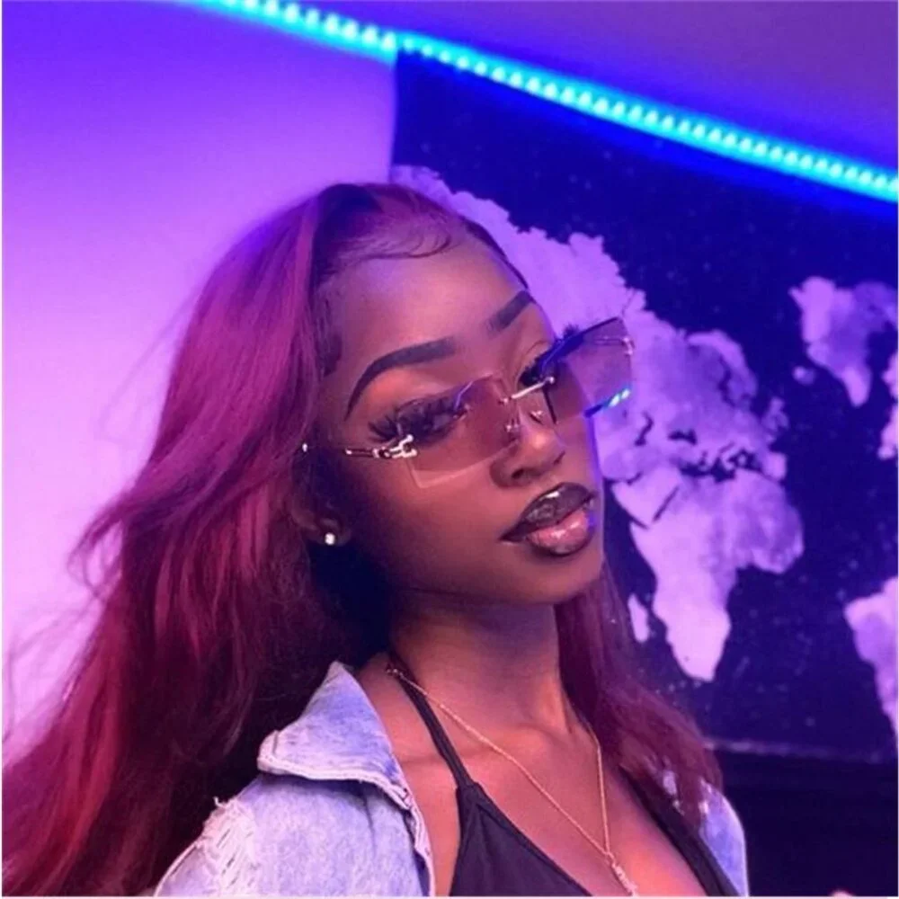 Women Men Sunglasses Rimless Luxury Retro Shades Square Gold Metal‎ Lentes Gafas